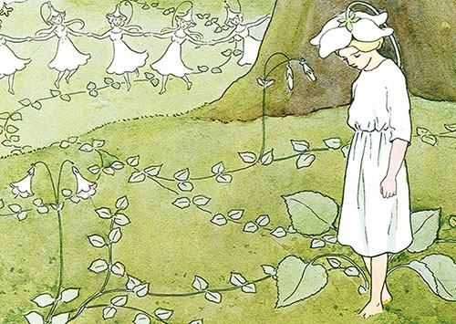 Elsa Beskow Vykort - Blomsterfesten i täppan