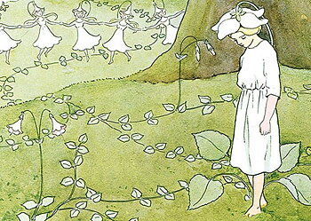Elsa Beskow Vykort - Blomsterfesten i täppan