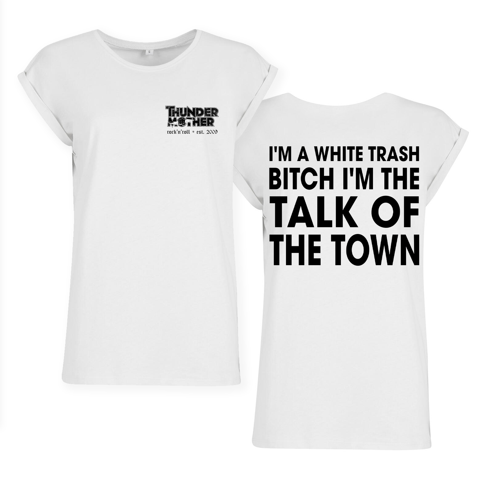 THUNDERMOTHER - T-SHIRT DAM, WHITE TRASH BITCH