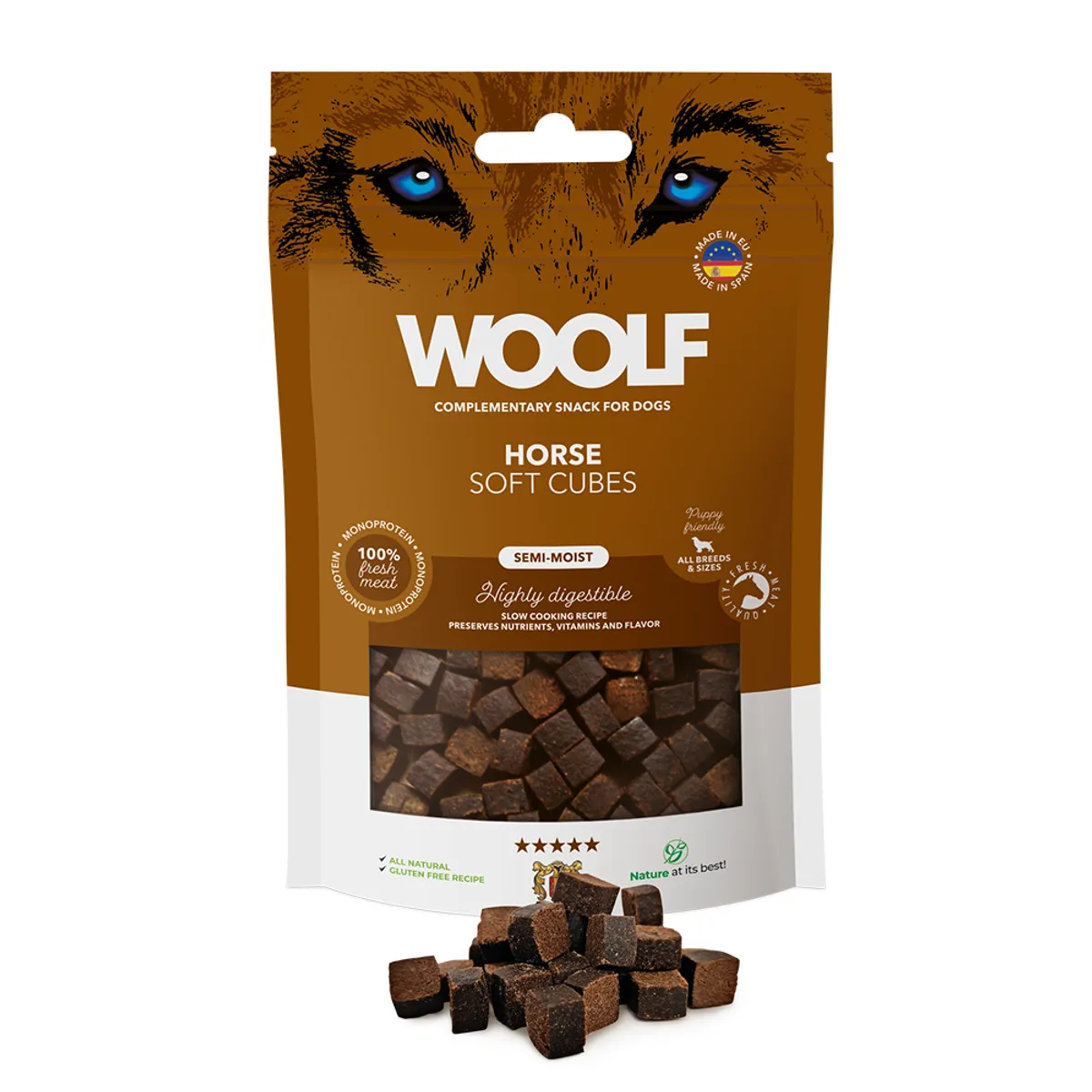 Woolf Soft Cubes Horse 100g