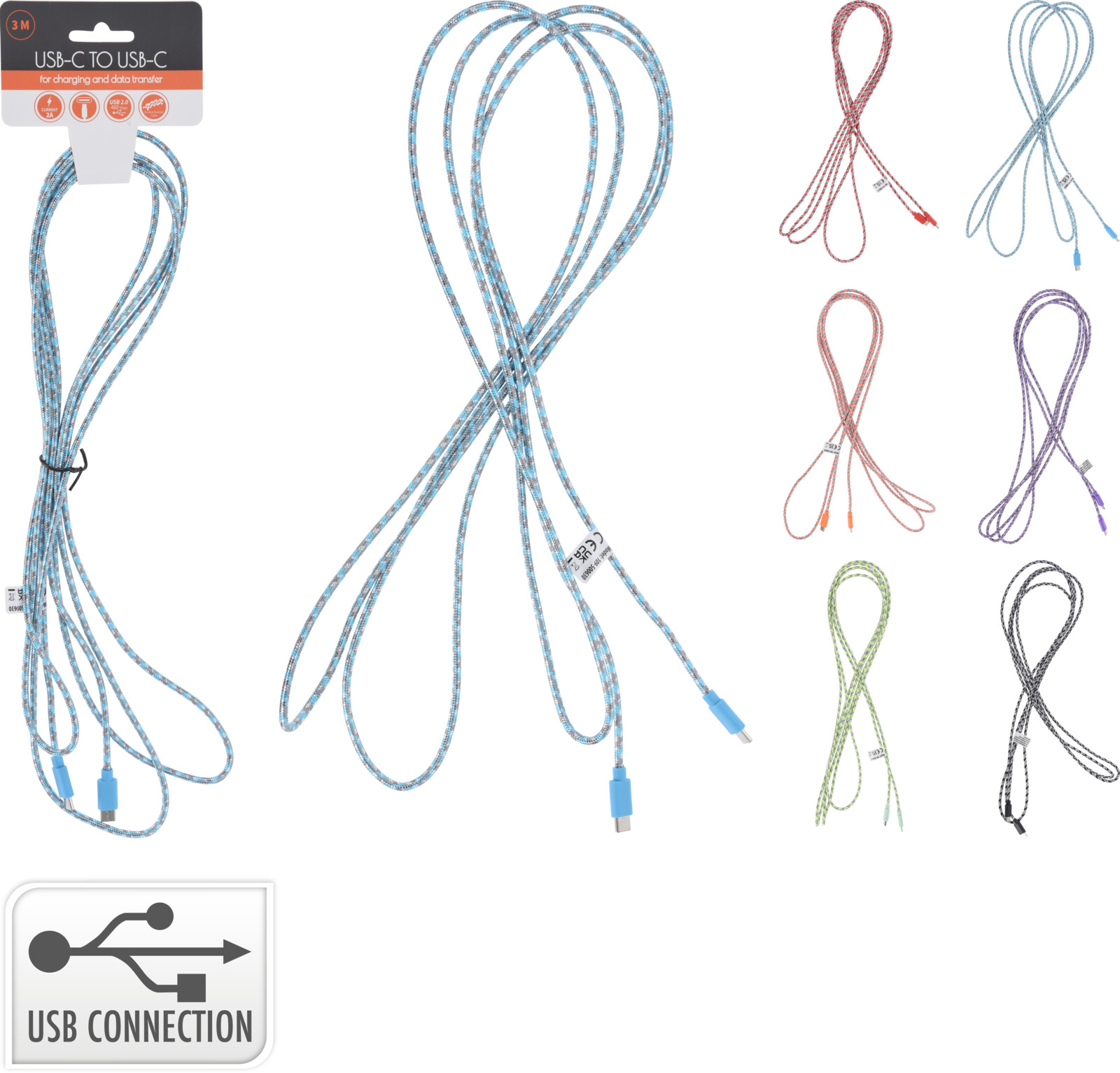 Laddkabel 3m USB-C till USB-C