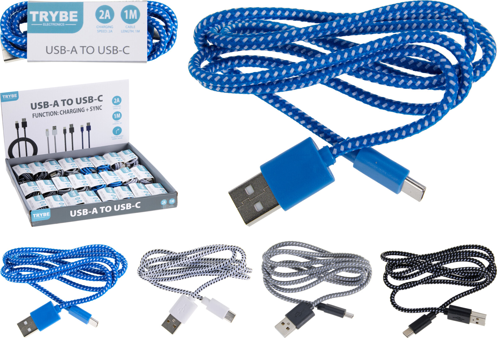 Laddkabel 1m USB-A till USB-C