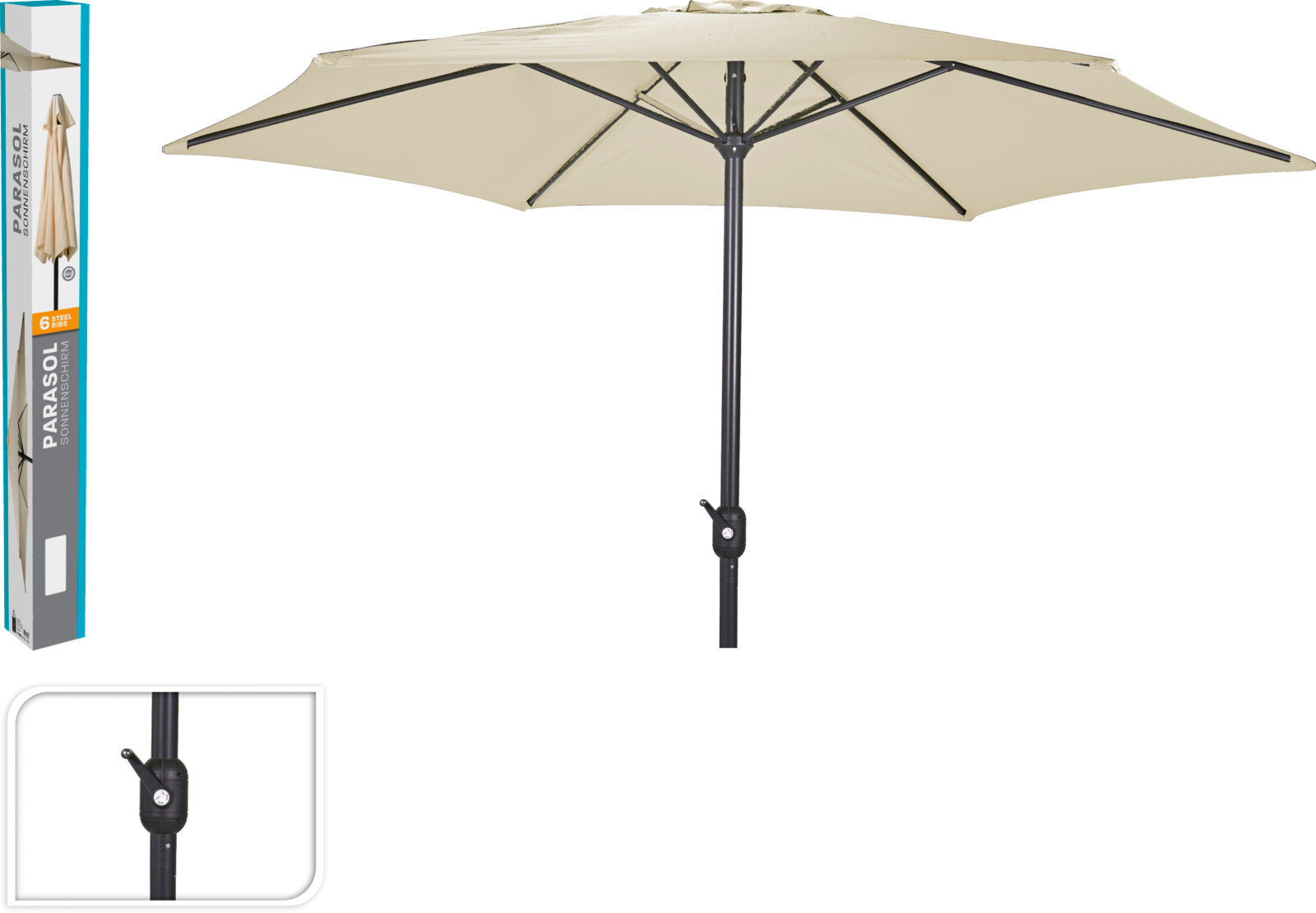 Parasol 3m krämfärgad