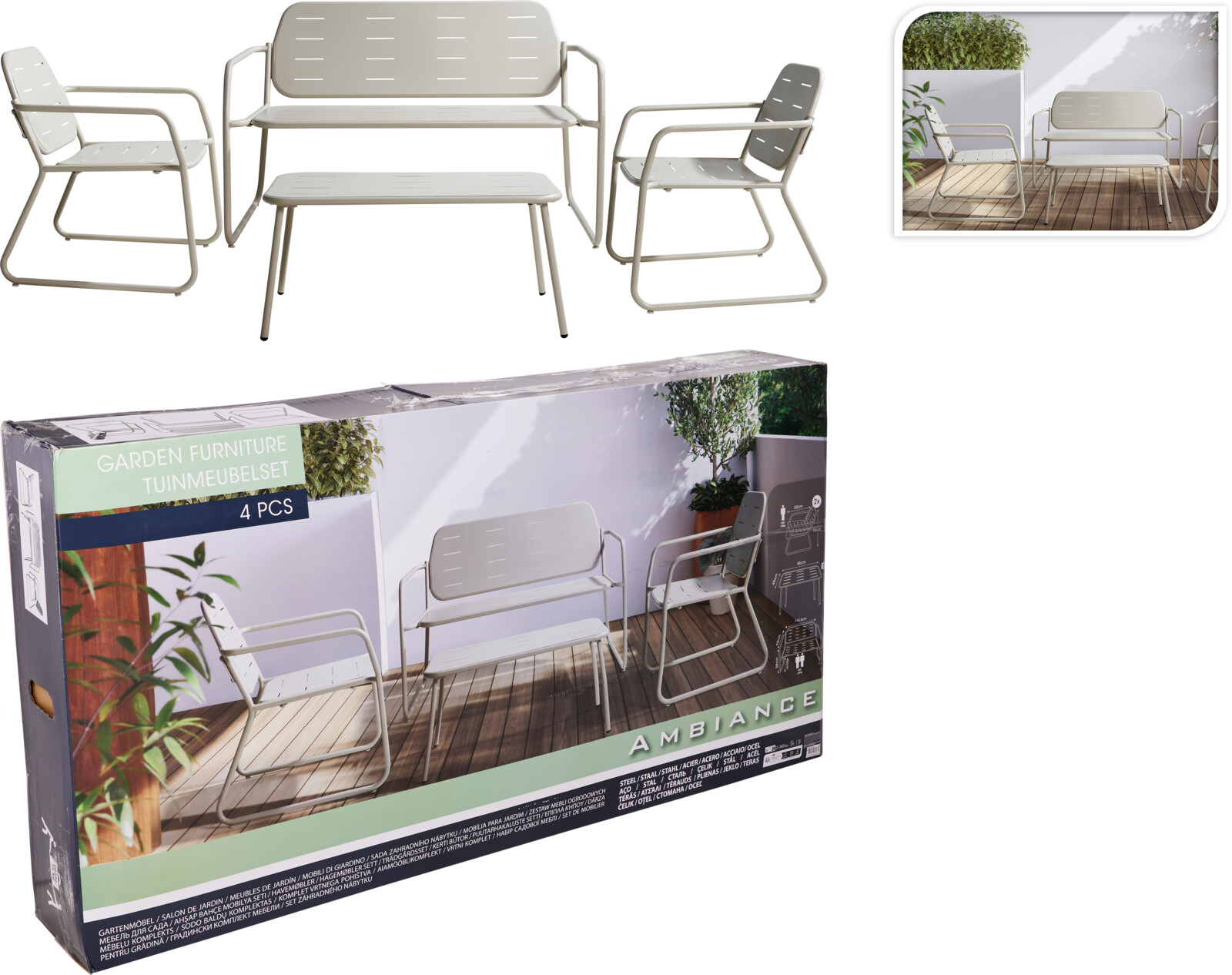 Loungegrupp 4delar matt ecru
