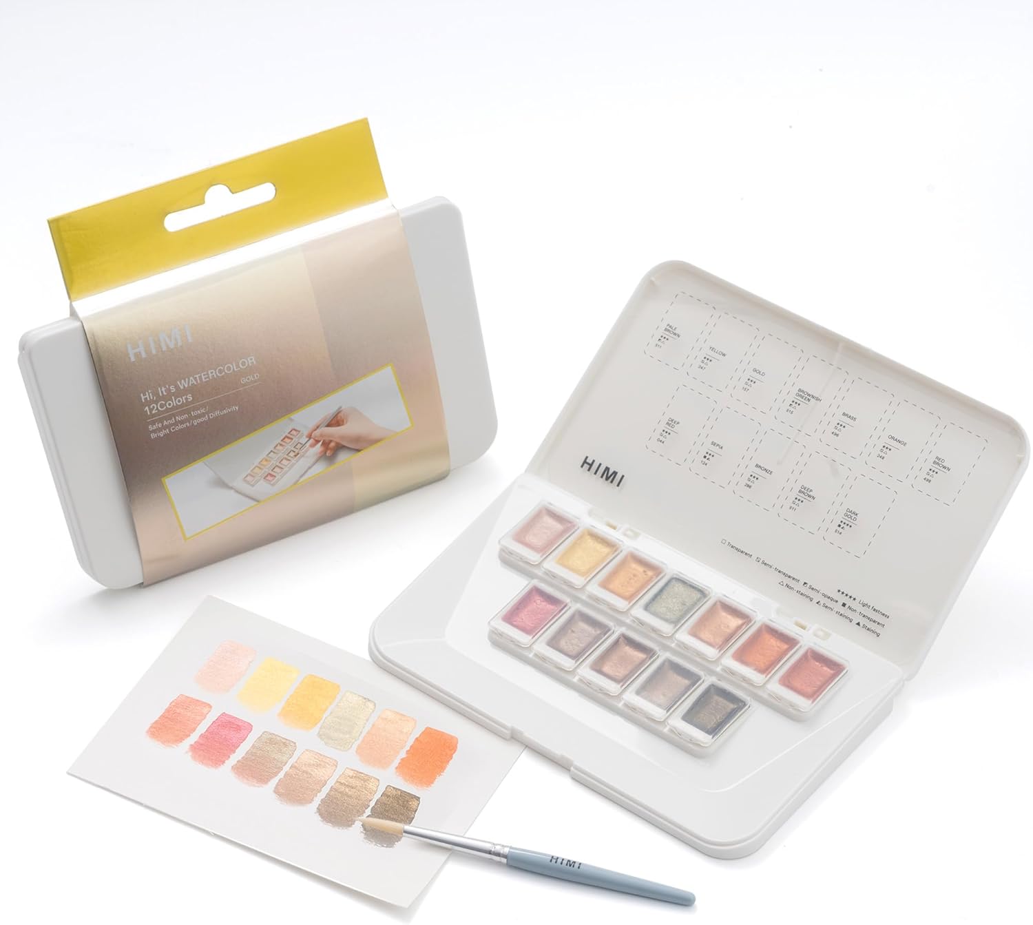HIMI Metallic Watercolor Set 12 färger