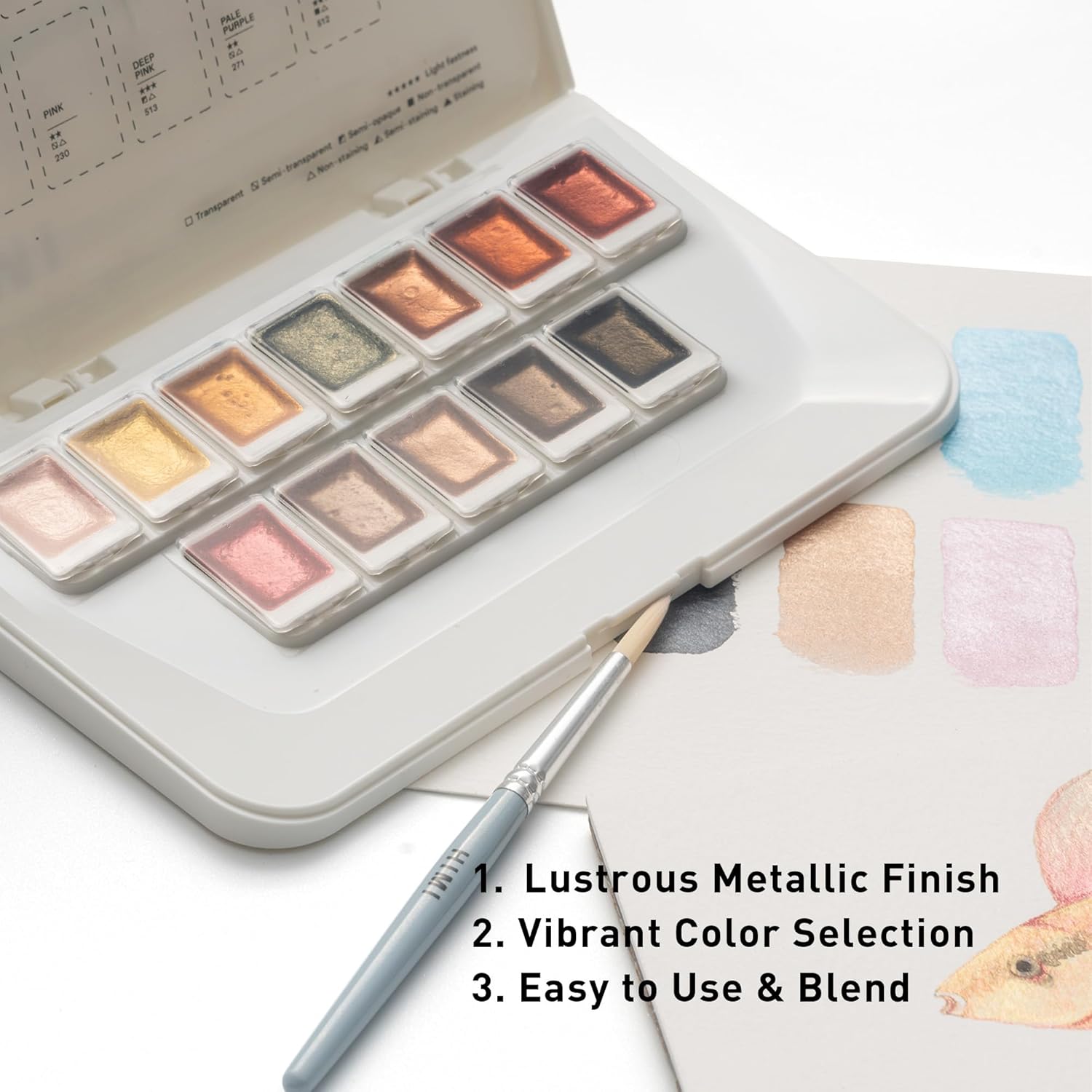 HIMI Metallic Watercolor Set 12 färger - 6