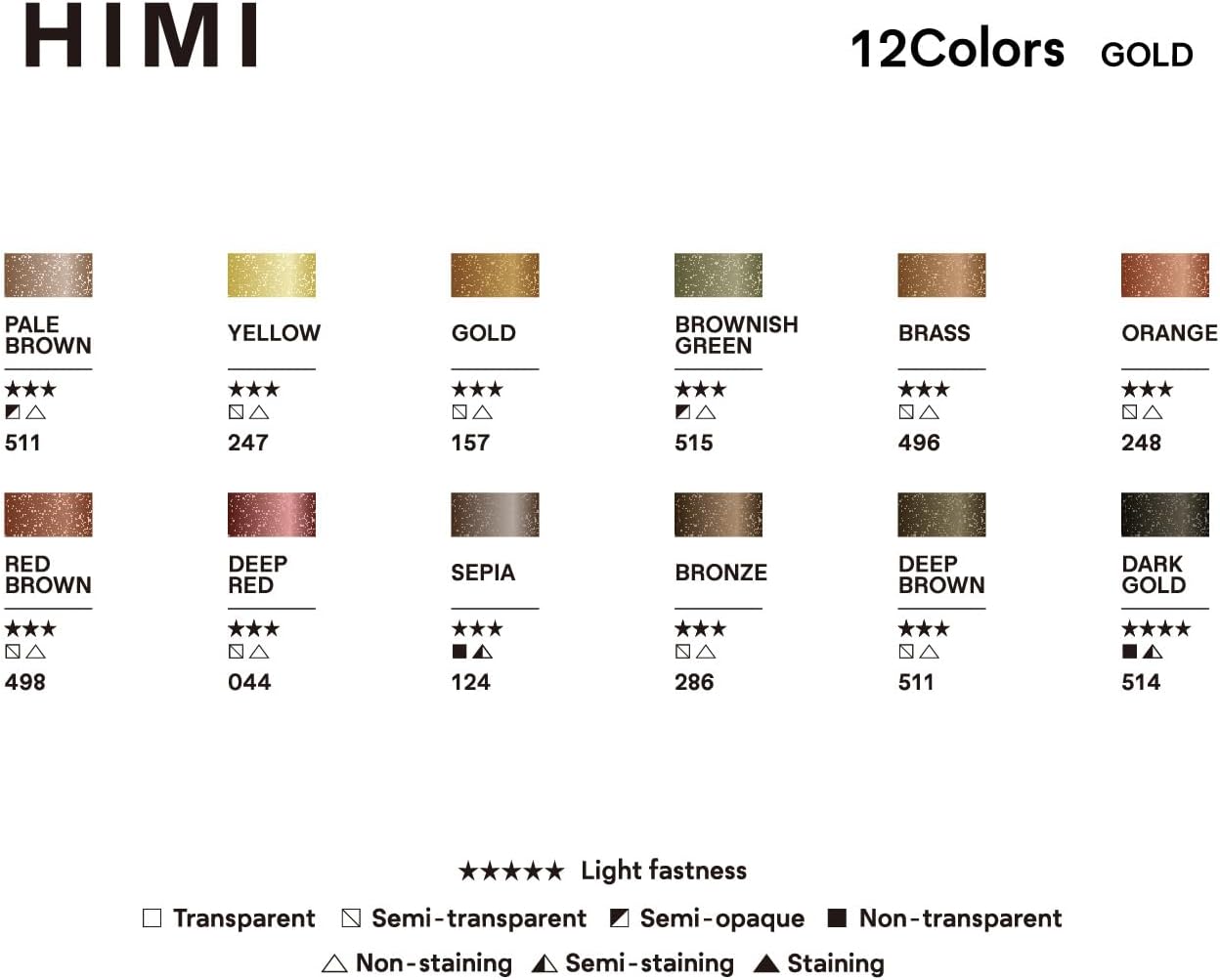 HIMI Metallic Watercolor Set 12 färger - 4