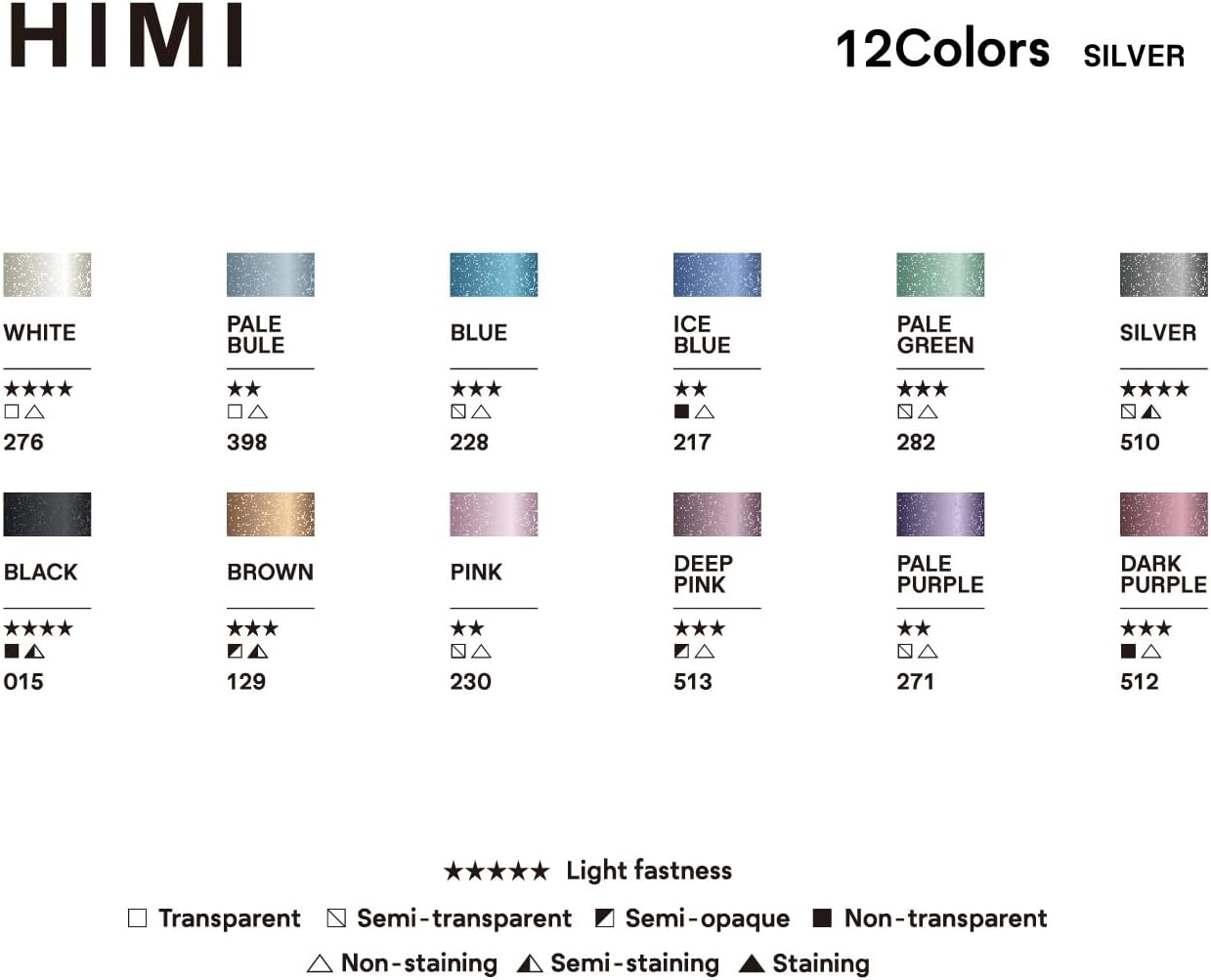 HIMI Metallic Watercolor Set 12 färger - 5
