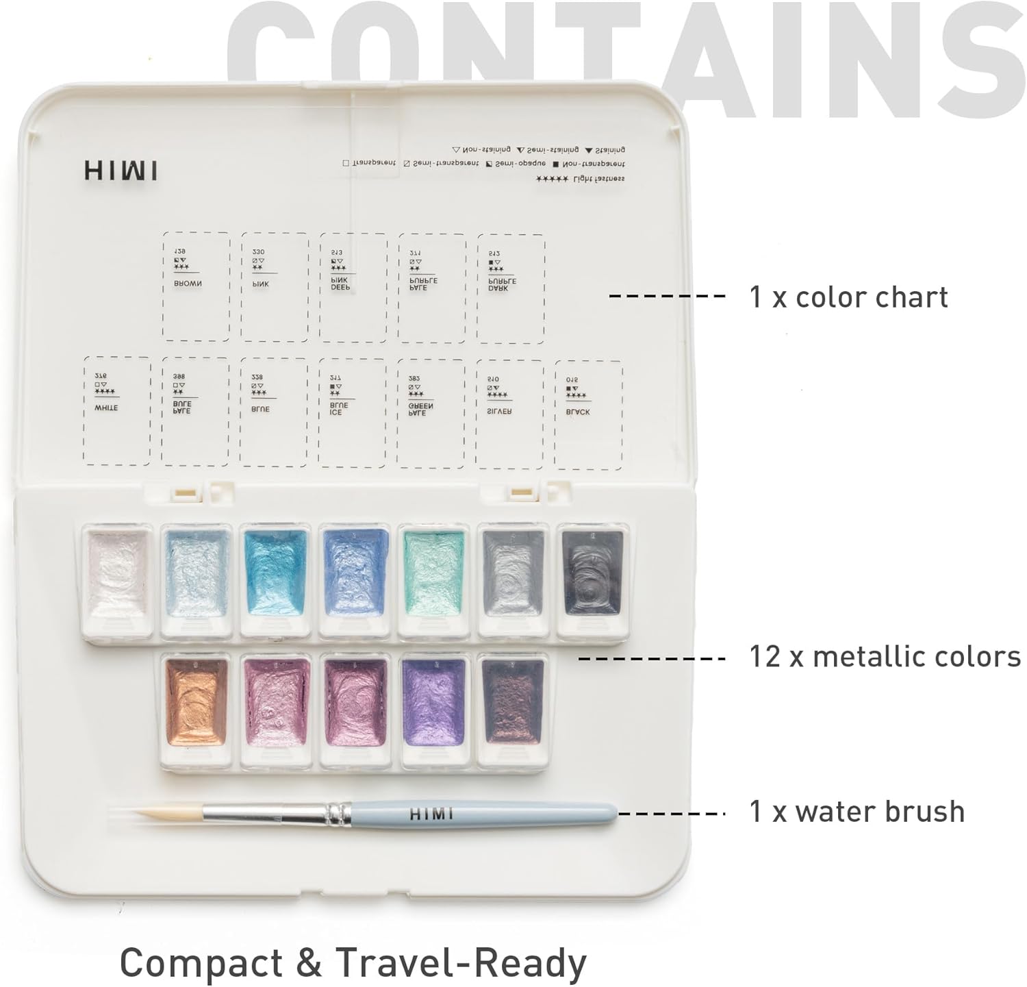HIMI Metallic Watercolor Set 12 färger - 8
