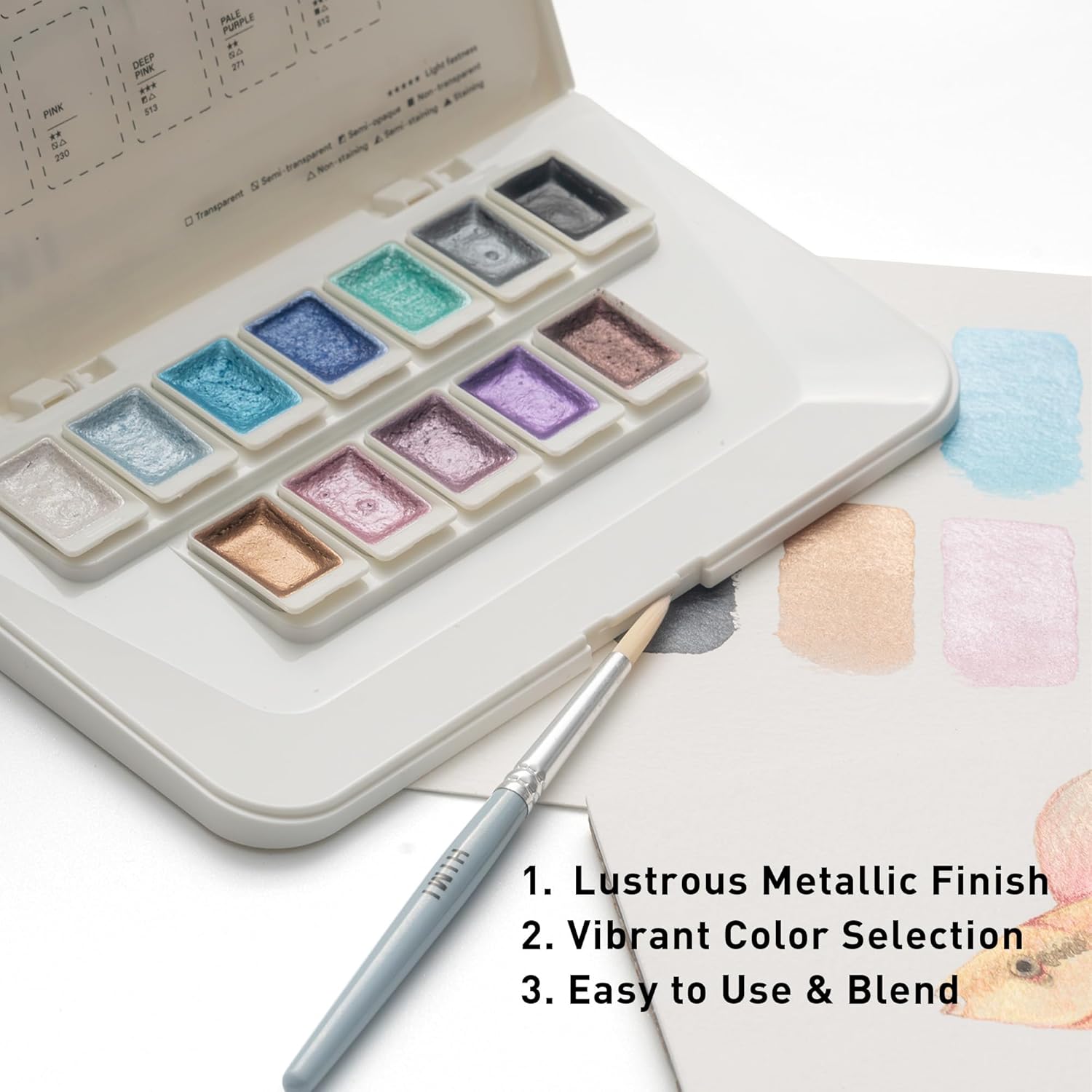 HIMI Metallic Watercolor Set 12 färger - 7
