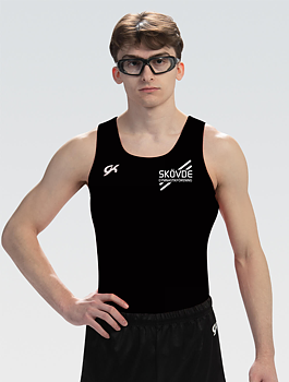 Marinblå eller svart tränings- & tävlingsbody herr, lycra, med Skövde GF:s logo