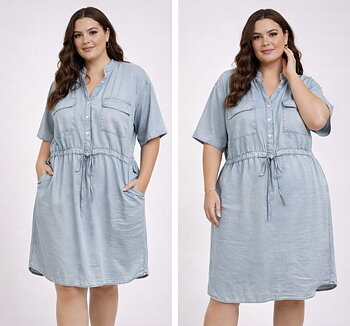 Skjortklänning med fickor, jeansblå 