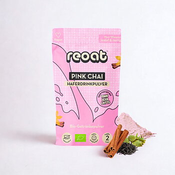 ekologiskt havredryckspulver rosa chai latte reoat 200g