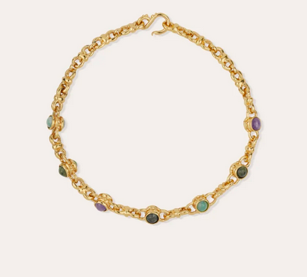 Amarante cabochons halsband - Ametist & Green Jasper