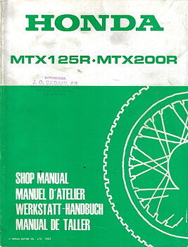 Verkstadshandbok  HONDA MTX125R MTX200R Original Shop Manual 1983  A18008304D