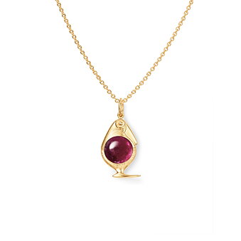 Bird Family Pendant with Cerise Tourmaline