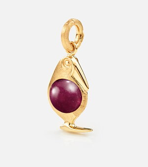 Bird Family Pendant Openable with Cerise Tourmaline
