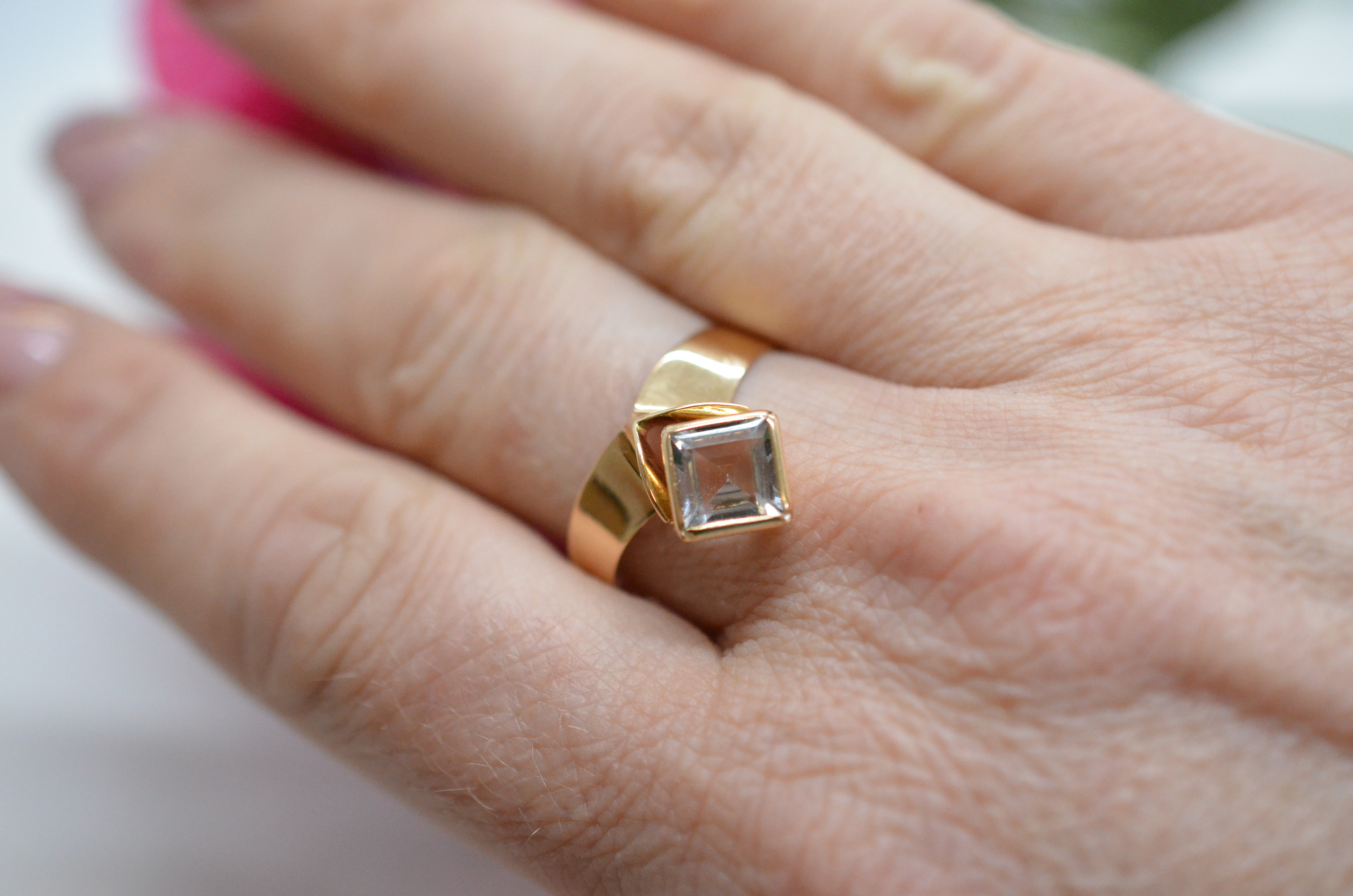 Vintage 18k ring with rock crystal, 1974 - 5