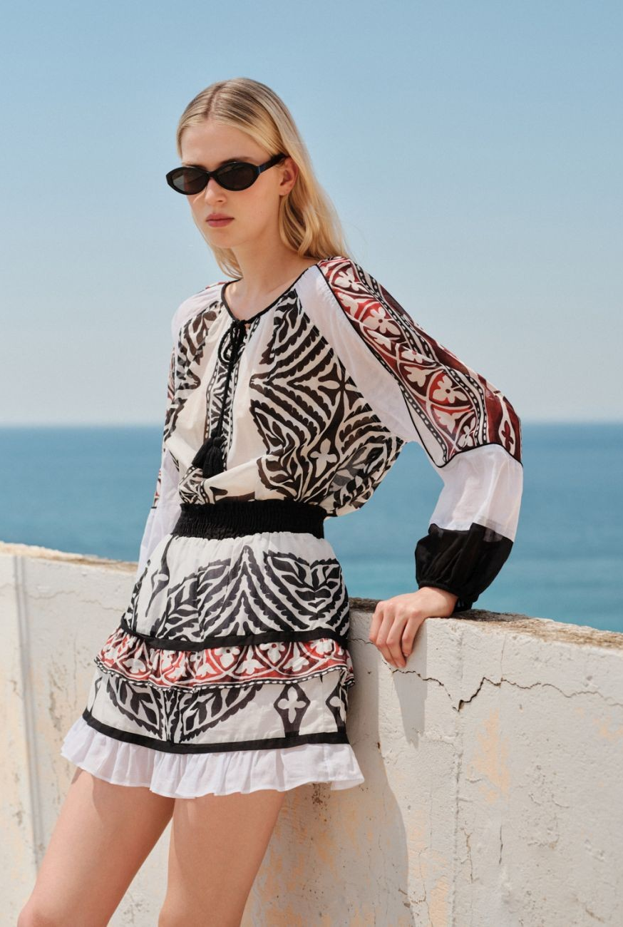 Blouse Print - Black/White - Devotion Twins