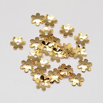 Pärlhattar i blomform med sex kronblad, 6 mm i förgyllt mässing, 20 stycken.