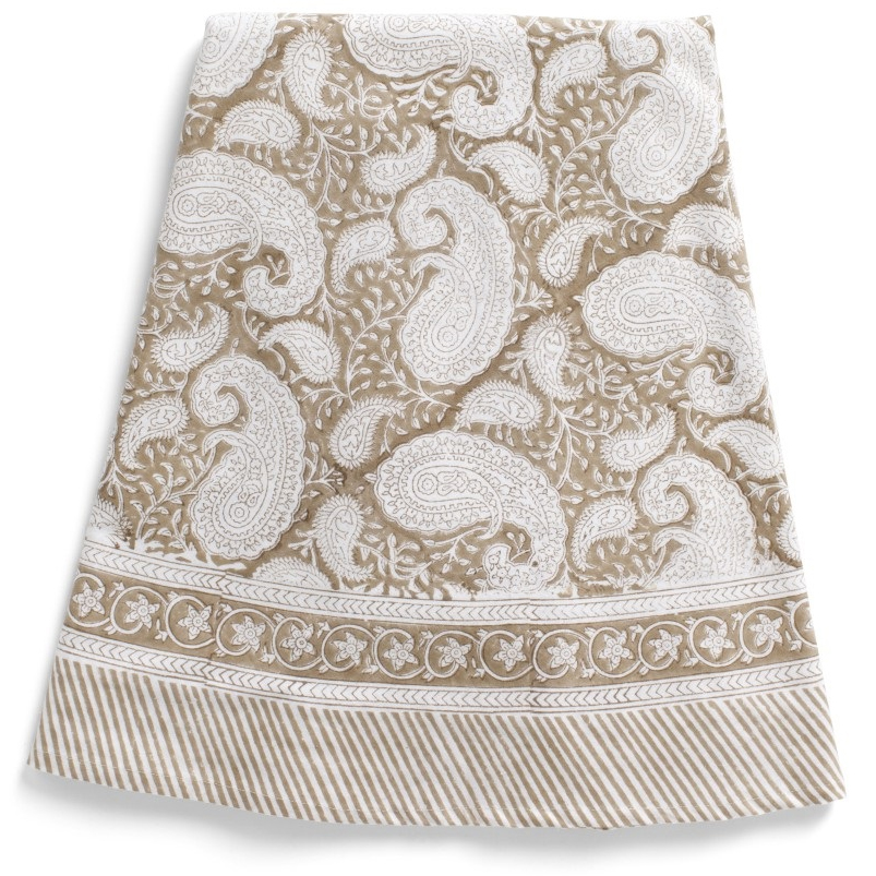 Rund bomullsduk Big Paisley Light Brown