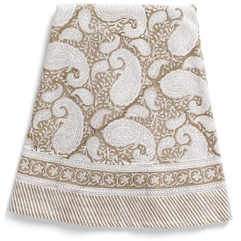 Rund bomullsduk Big Paisley Light Brown