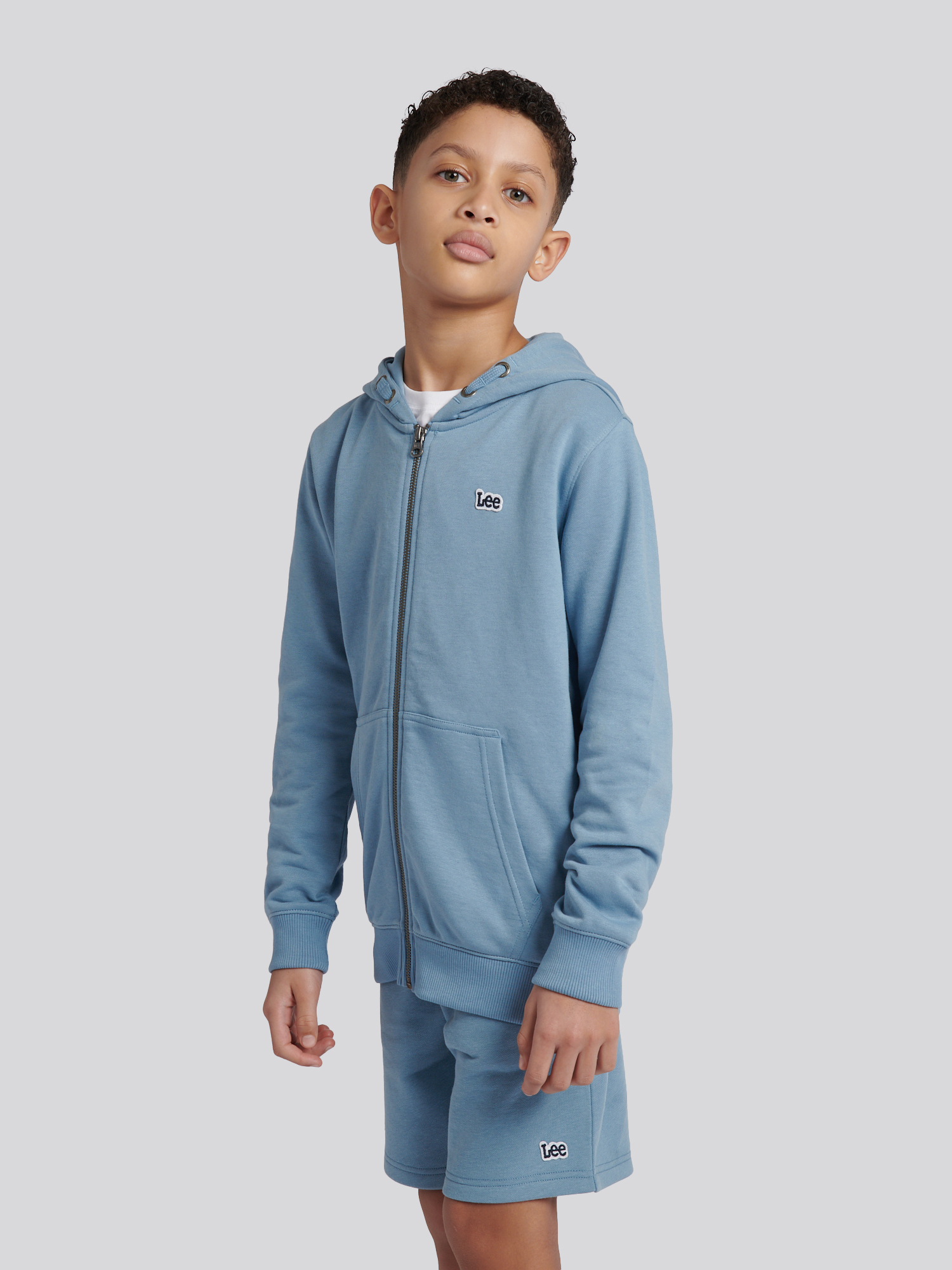 BADGE LB ZIP THROUGH HOODIE Faded Denim - 5