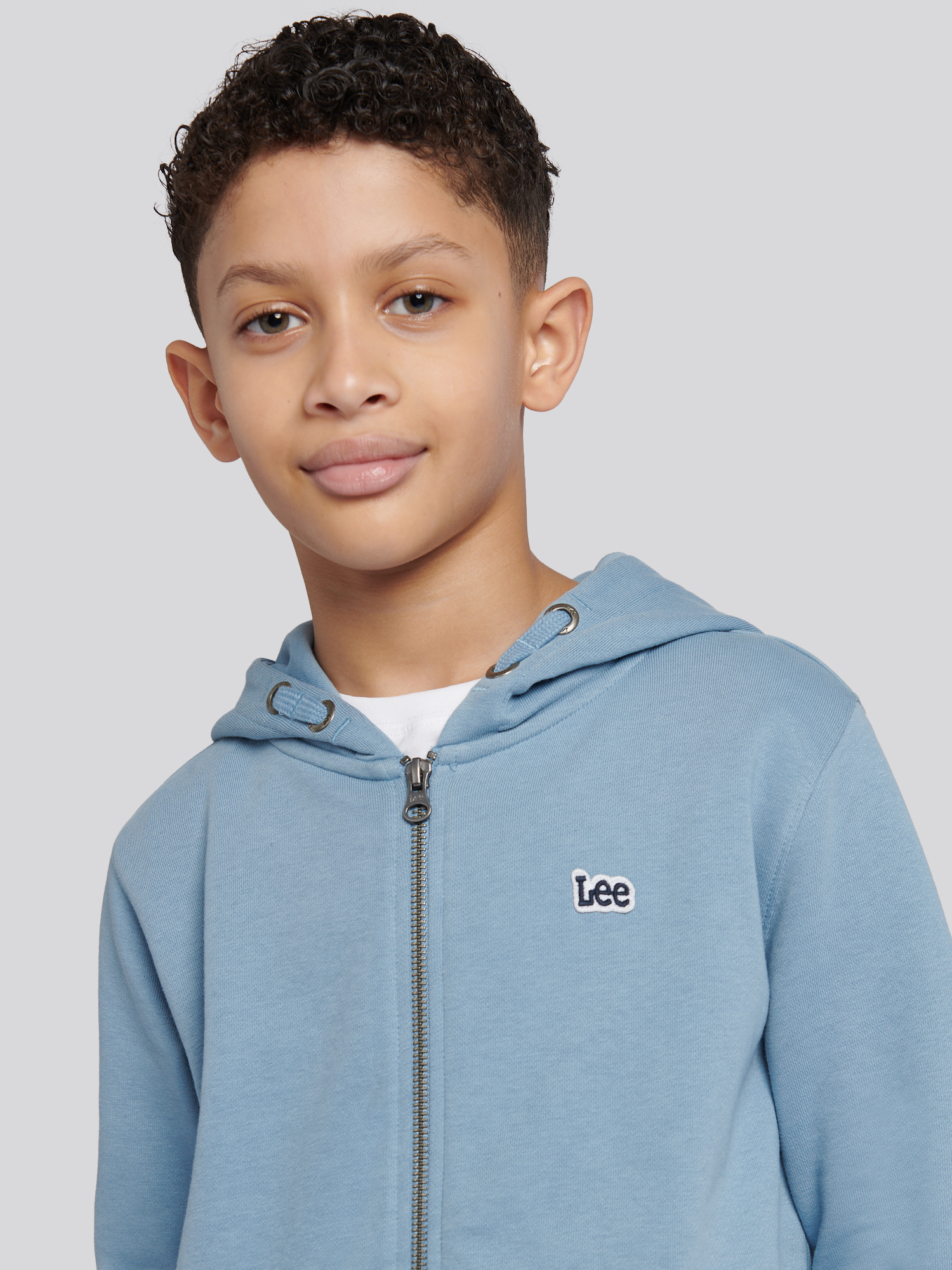 BADGE LB ZIP THROUGH HOODIE Faded Denim - 7