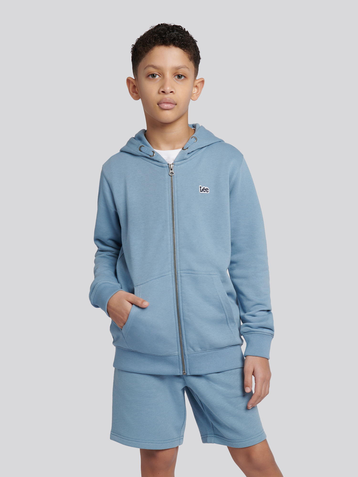 BADGE LB ZIP THROUGH HOODIE Faded Denim - 6