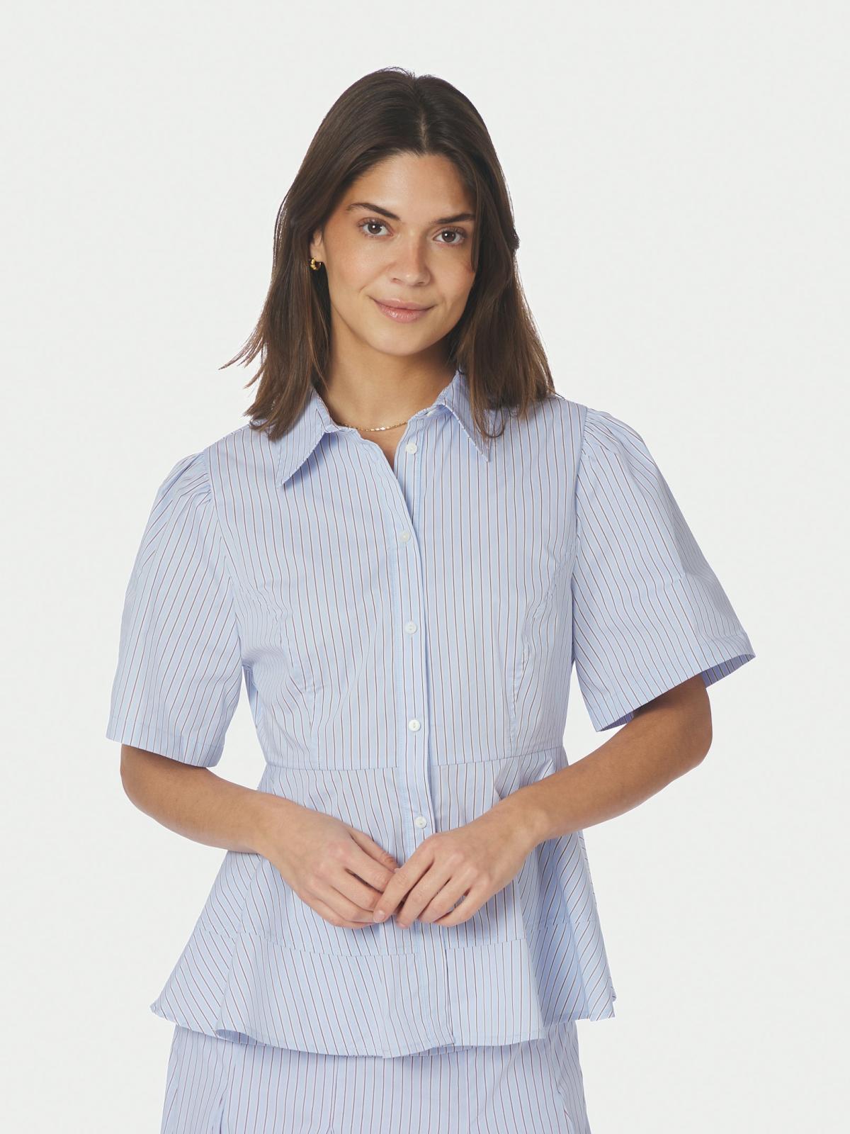 Neo Noir Janelle Stripe Blouse, Blue/Brown - 3