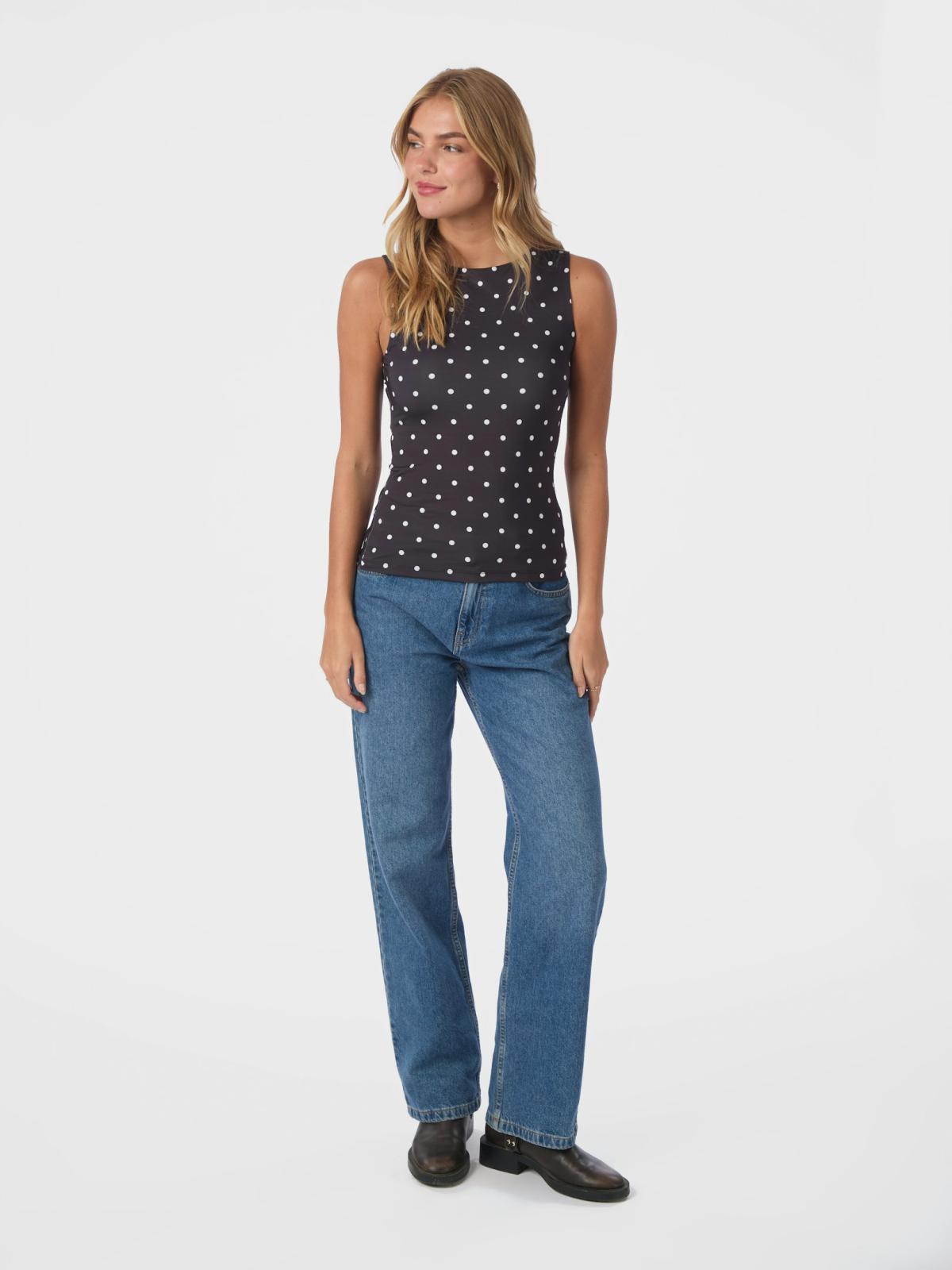 Neo Noir Ditte  Jersey Dot Top, Black - 5