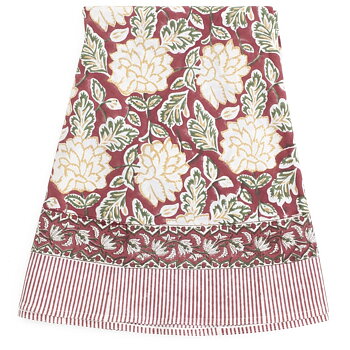 Rund bomullsduk Dahlia Red & Green