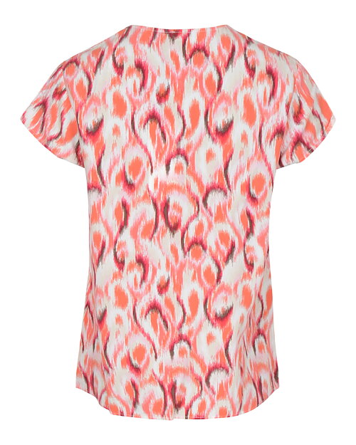 Blus holkärm mönstrad rosa/orange/ljusbeige - 2