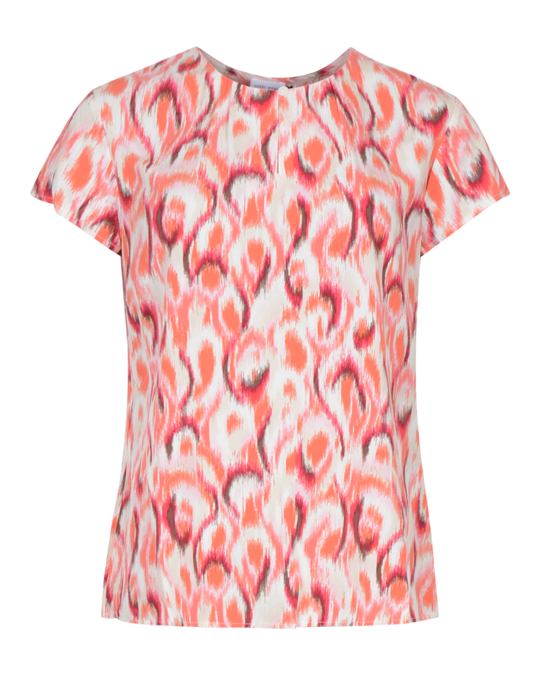 Blus holkärm mönstrad rosa/orange/ljusbeige