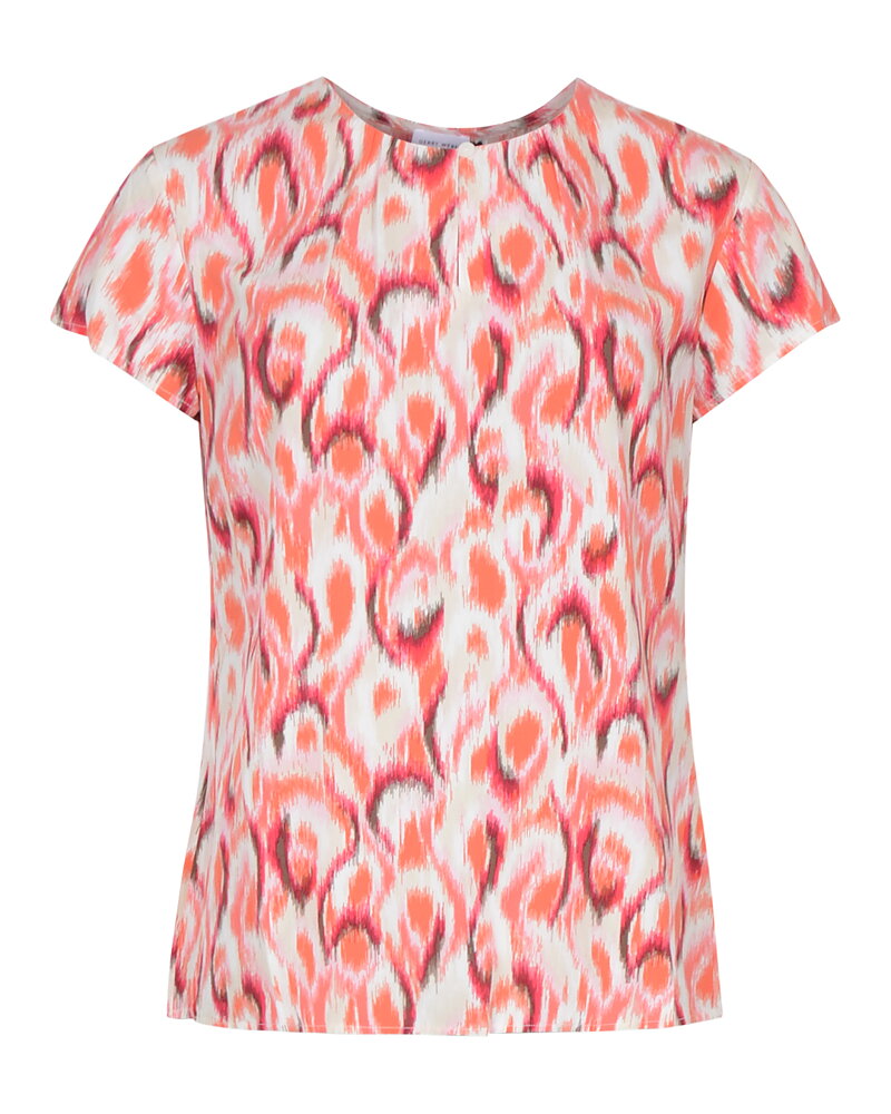 Blus holkärm mönstrad rosa/orange/ljusbeige