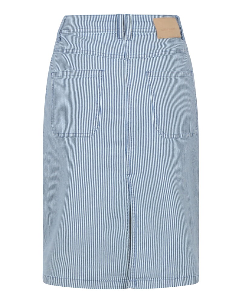 Jeanskjol 5-ficks modell blå/vit randig