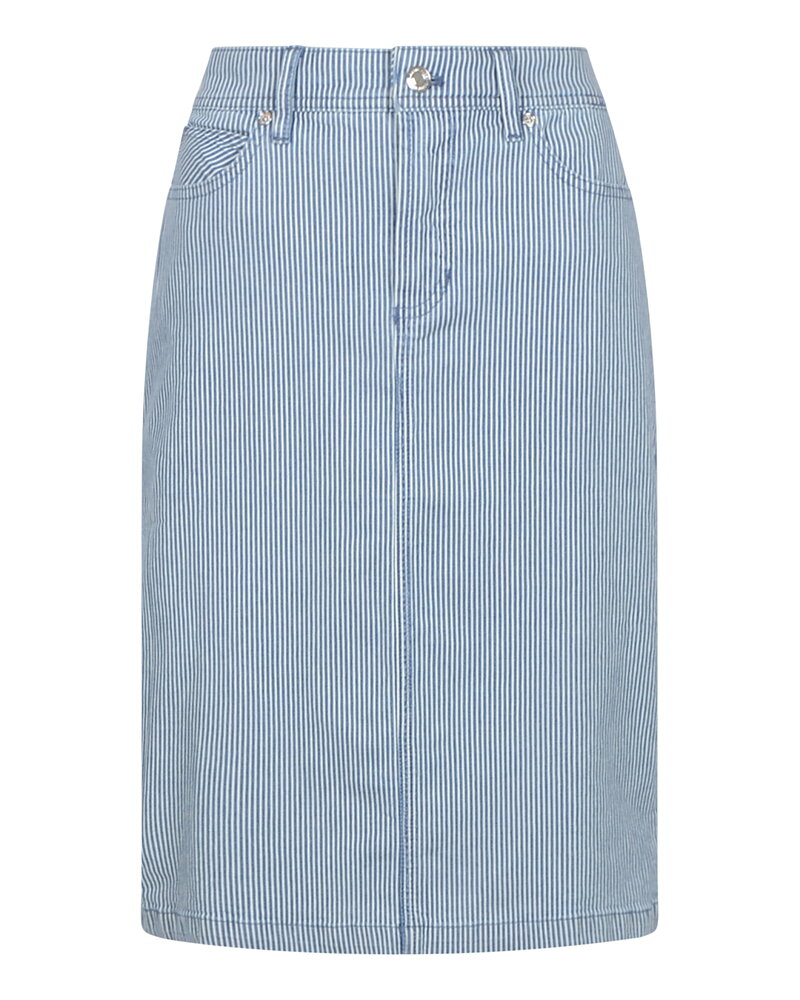 Jeanskjol 5-ficks modell blå/vit randig