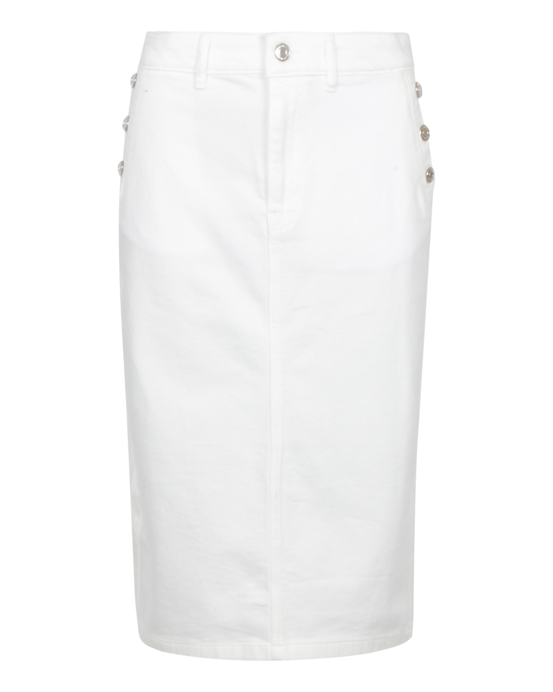 Jeanskjol fickor med silverknappar offwhite