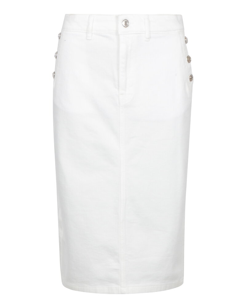 Jeanskjol fickor med silverknappar offwhite