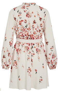 Vila Elma Vielma Bai O-neck ls Short Dress Cloud Dancer Bai