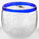 Erik Höglund (1960s) Clear Rounded Bowl with Bubbles and Blue Border 14 cm H2155