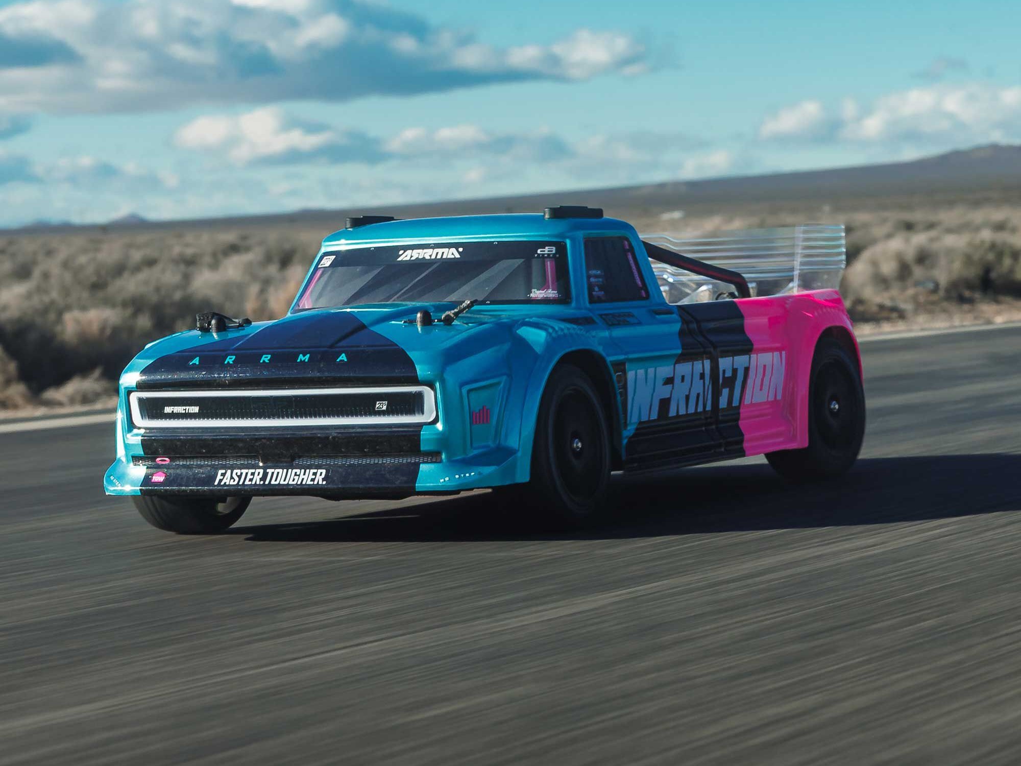 Arrma 1/8 INFRACTION 223S DSC 4X4 RTR Brushless All-Road Street Bash Truck, Teal/Pink - 19