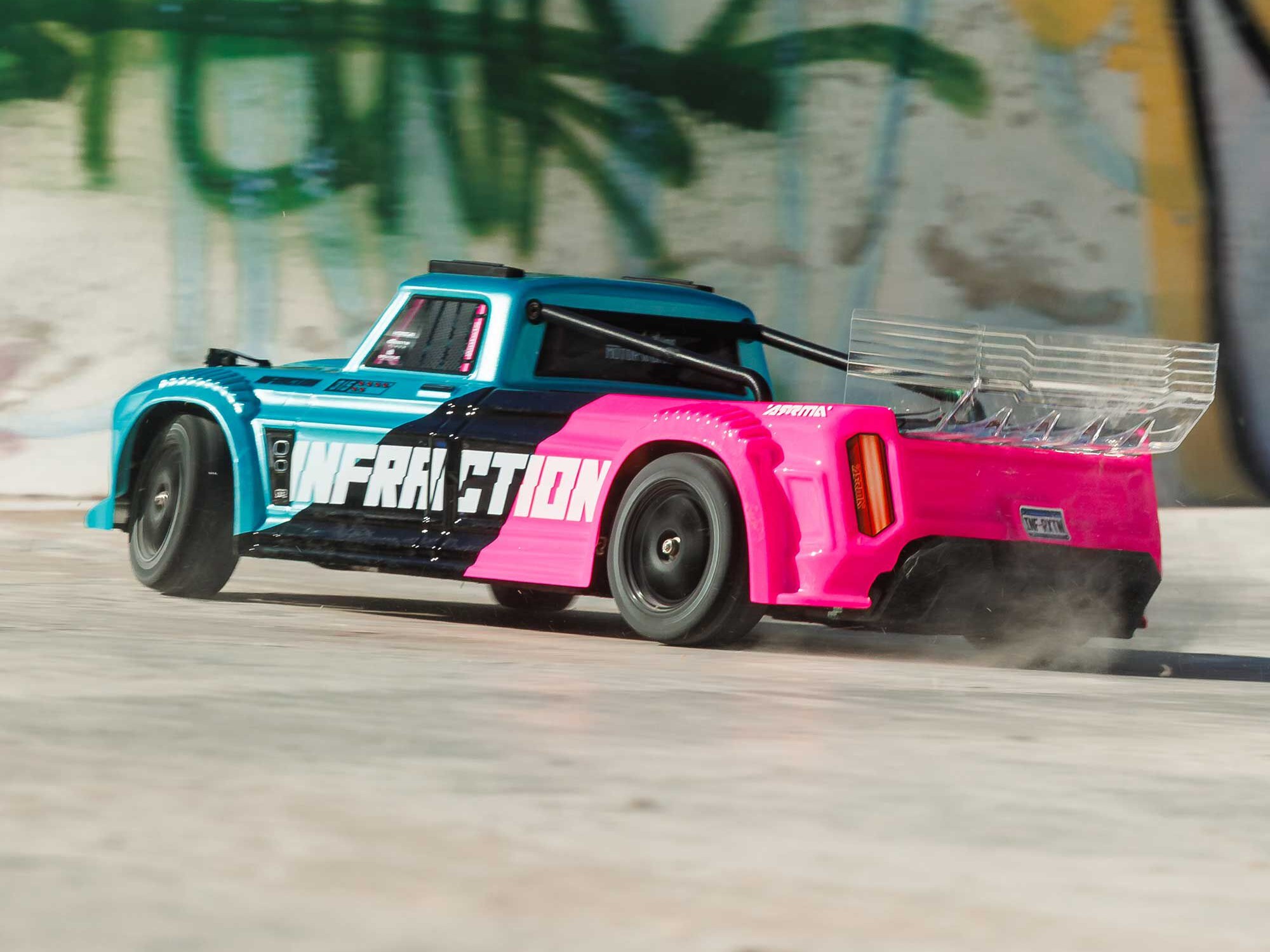 Arrma 1/8 INFRACTION 223S DSC 4X4 RTR Brushless All-Road Street Bash Truck, Teal/Pink - 20