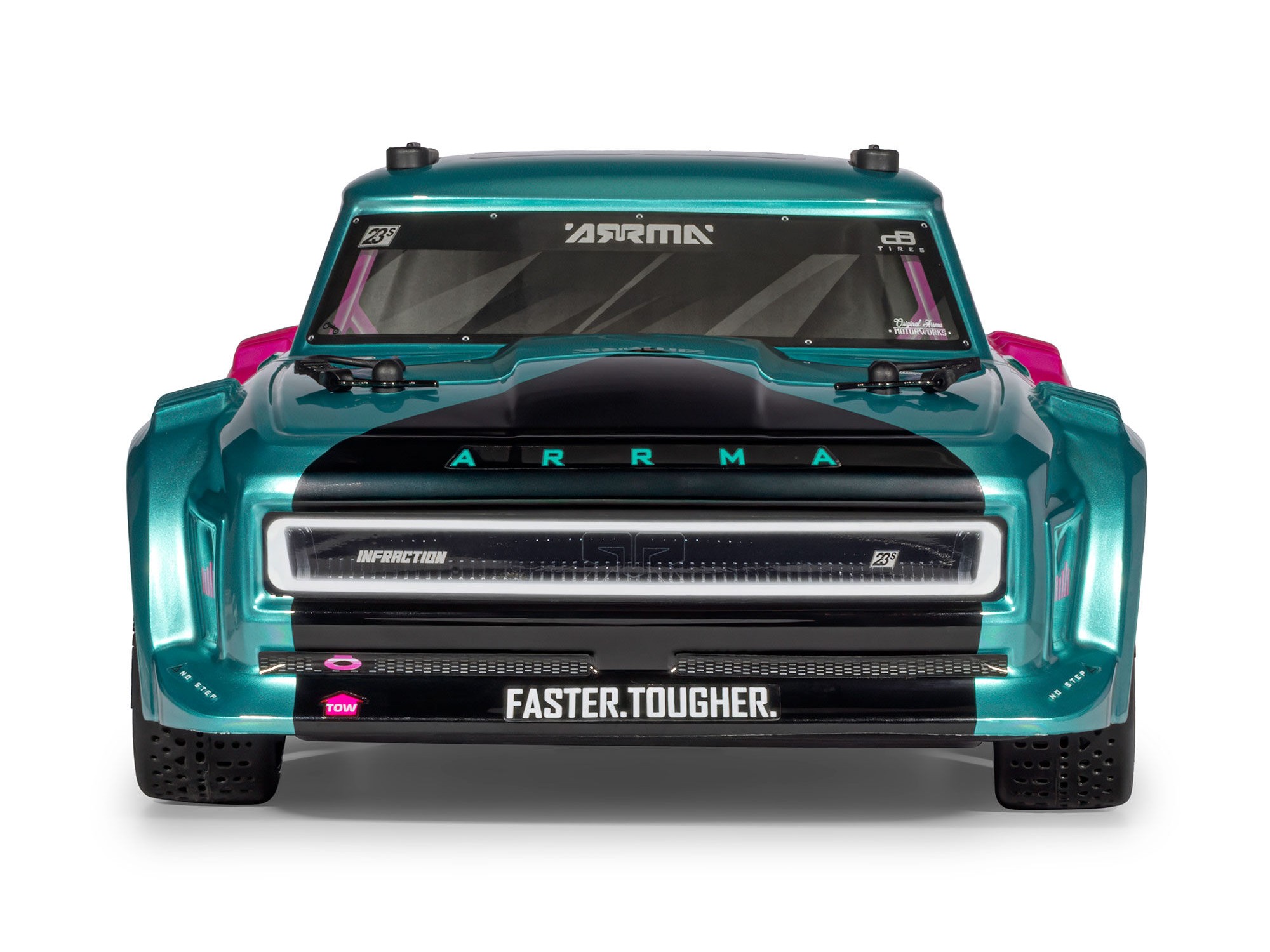 Arrma 1/8 INFRACTION 223S DSC 4X4 RTR Brushless All-Road Street Bash Truck, Teal/Pink - 3