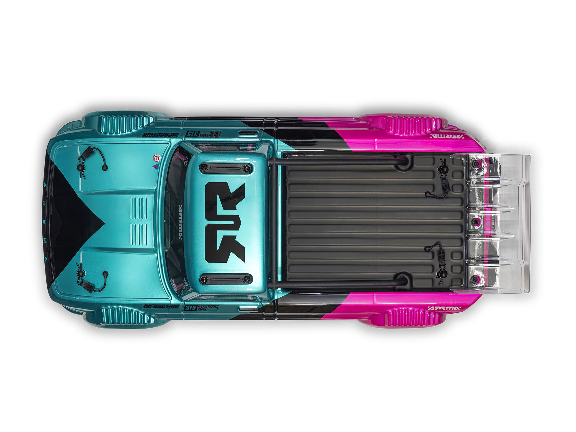 Arrma 1/8 INFRACTION 223S DSC 4X4 RTR Brushless All-Road Street Bash Truck, Teal/Pink - 6