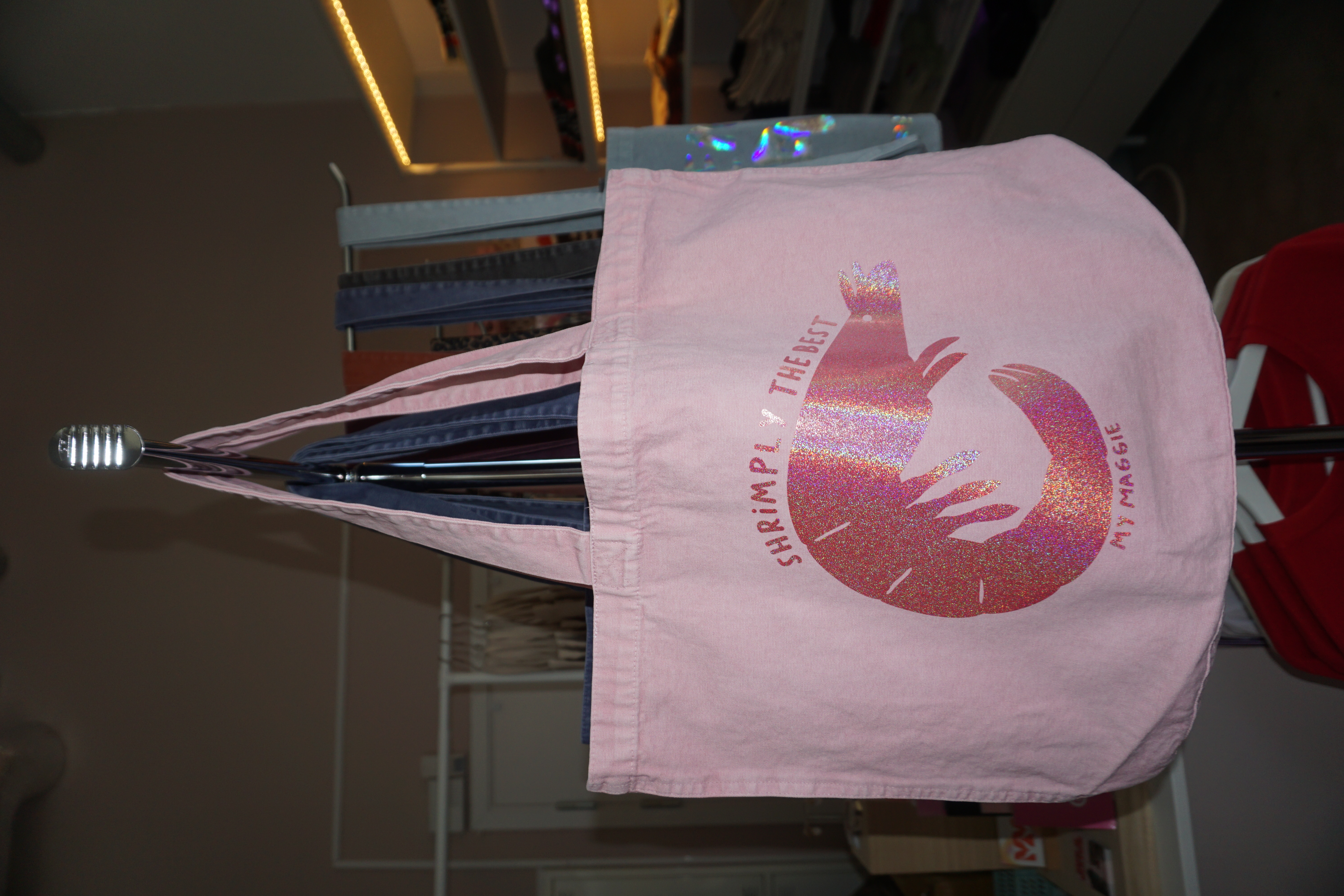 Tote bag pink with shrimp