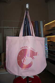 Tote bag pink with shrimp
