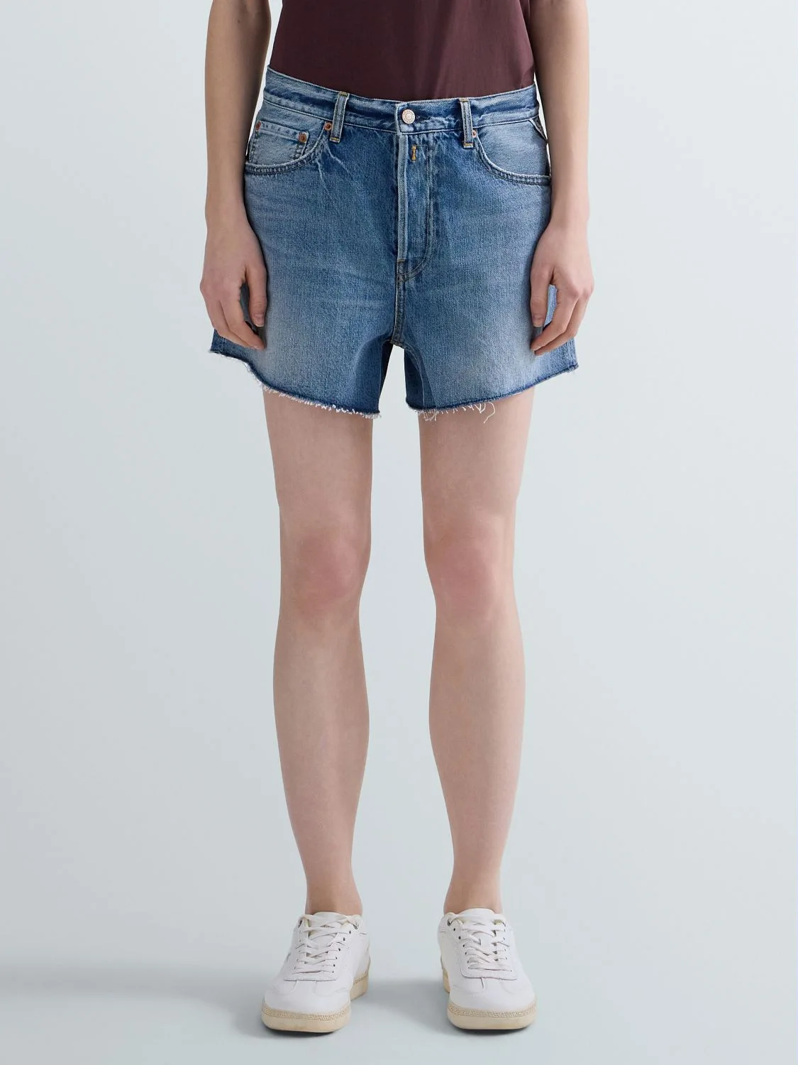 STRAIGHT-FIT DENIM SHORTS MEDIUM BLUE - 2