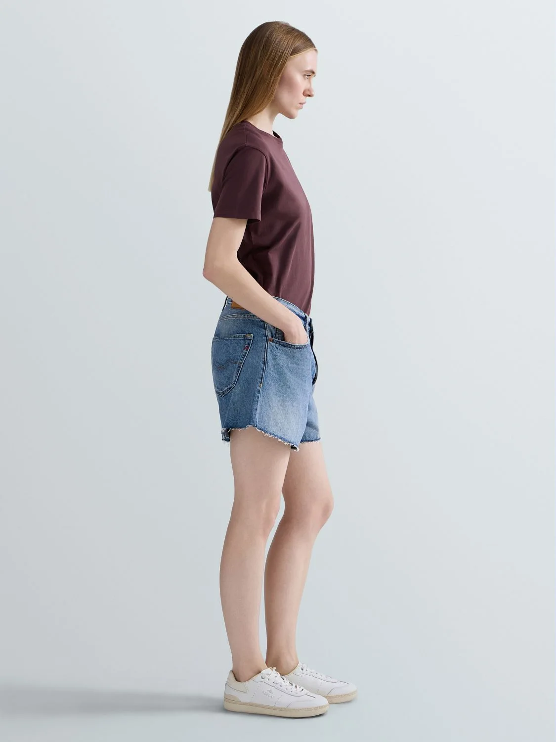 STRAIGHT-FIT DENIM SHORTS MEDIUM BLUE - 4