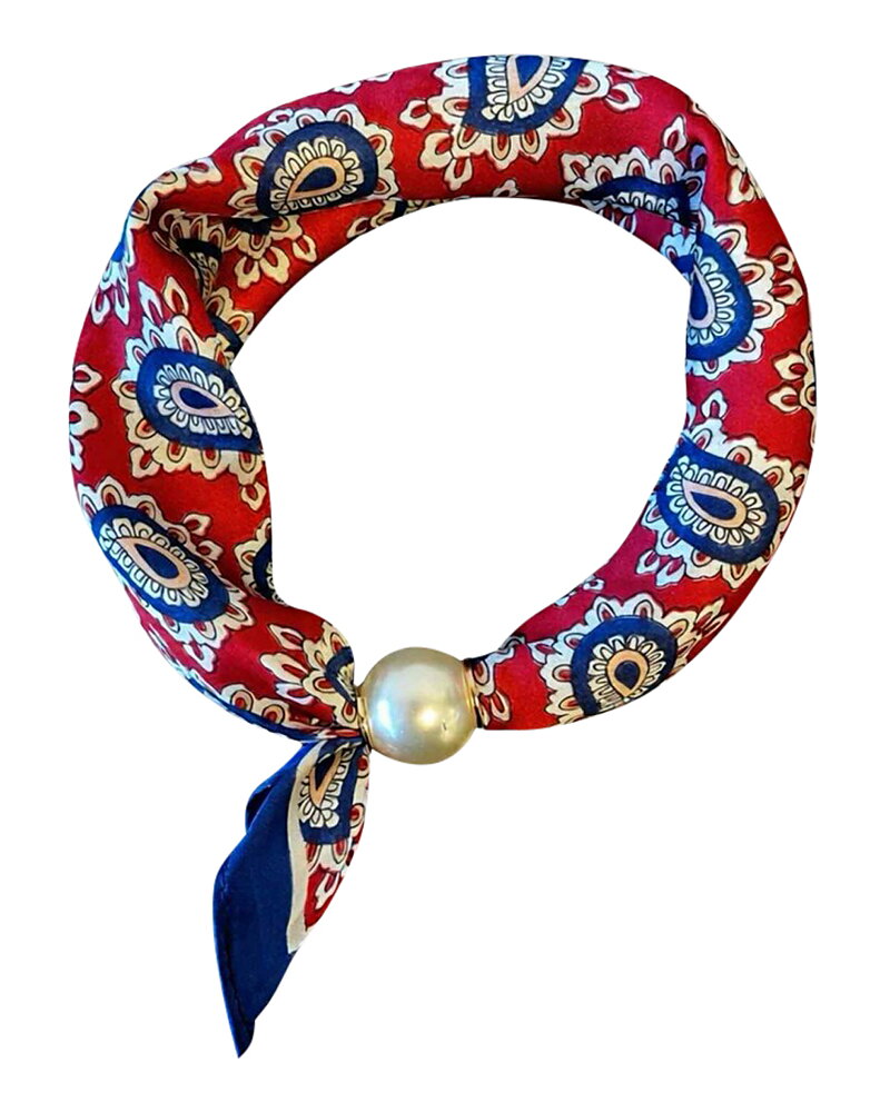 Scarf Chloe med magnet paisley röd/blå/vit